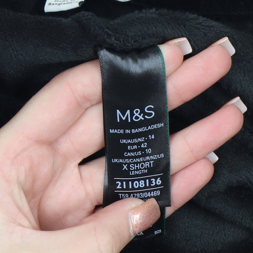 Marks and Spencer Womens Black Velour Trousers Size 14 X Short