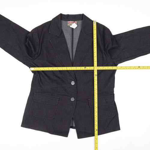April Cornell Womens Black Cotton Blend Blazer Jacket Size 12
