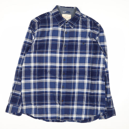 Weatherproof Men's Blue Plaid Long Sleeve Cotton Button-Up Shirt XL