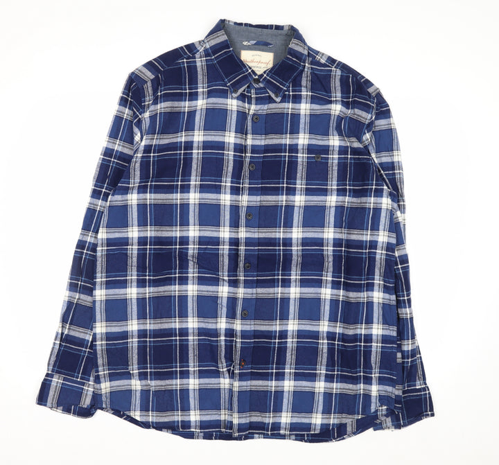 Weatherproof Men's Blue Plaid Long Sleeve Cotton Button-Up Shirt XL