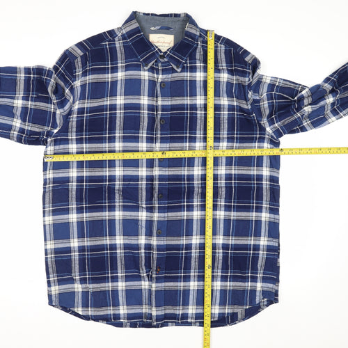 Weatherproof Men's Blue Plaid Long Sleeve Cotton Button-Up Shirt XL