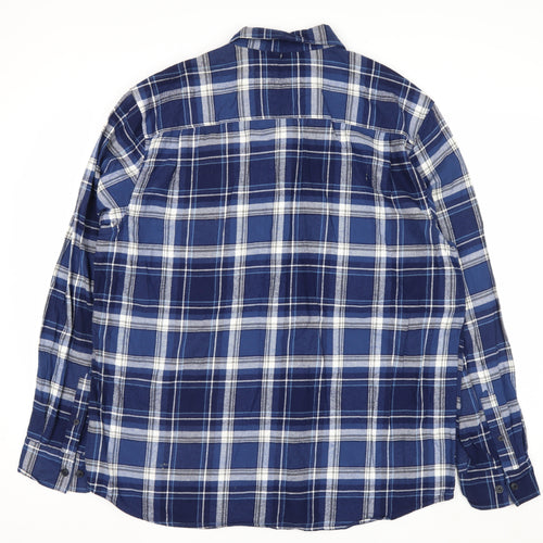 Weatherproof Men's Blue Plaid Long Sleeve Cotton Button-Up Shirt XL