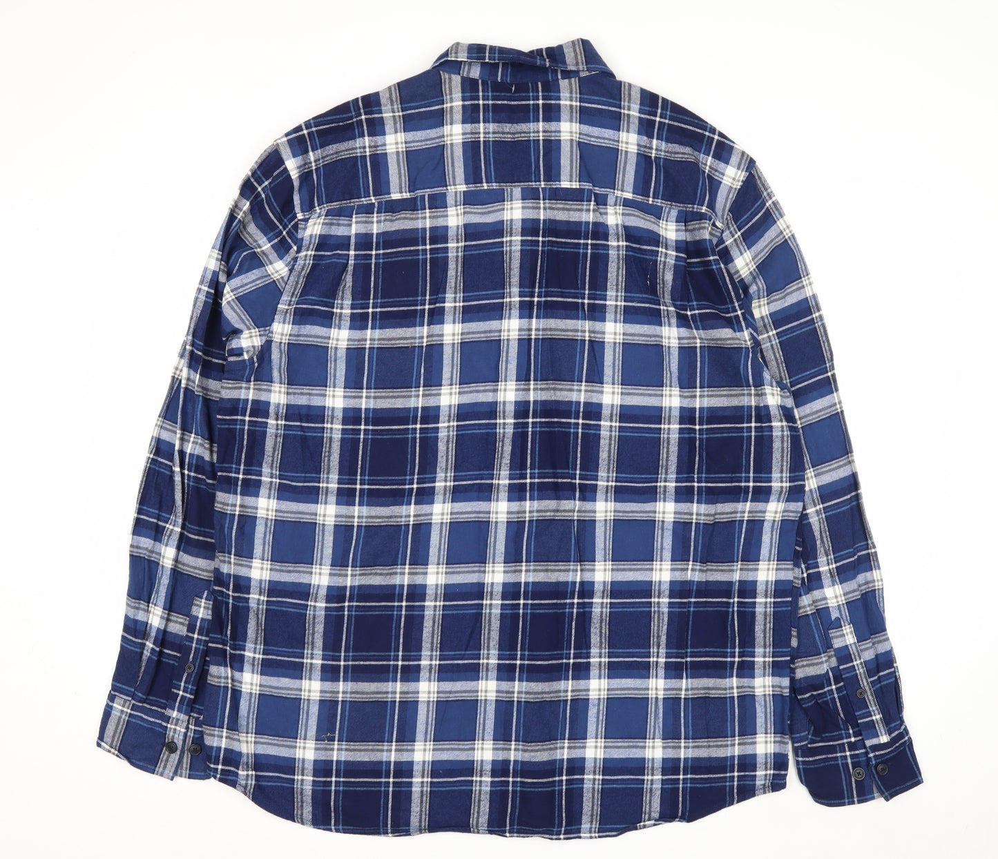 Weatherproof Men's Blue Plaid Long Sleeve Cotton Button-Up Shirt XL