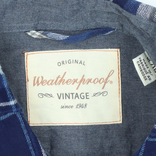 Weatherproof Men's Blue Plaid Long Sleeve Cotton Button-Up Shirt XL