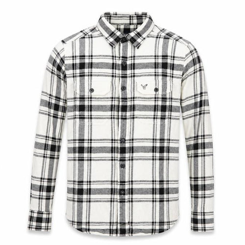 American Eagle Outfitters Men's White Check Flannel Button-Up Shirt Size S Athletic Fit