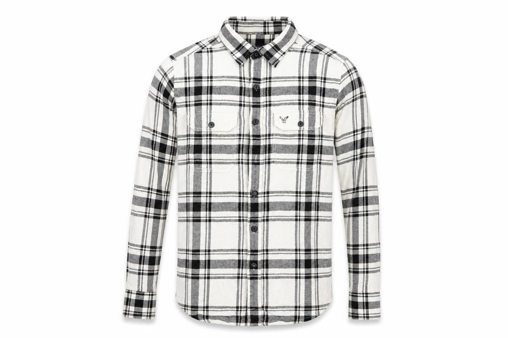 American Eagle Outfitters Men's White Check Flannel Button-Up Shirt Size S Athletic Fit
