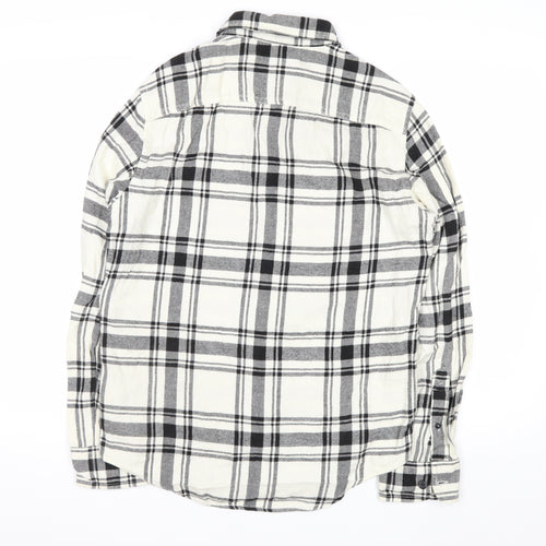 American Eagle Outfitters Men's White Check Flannel Button-Up Shirt Size S Athletic Fit