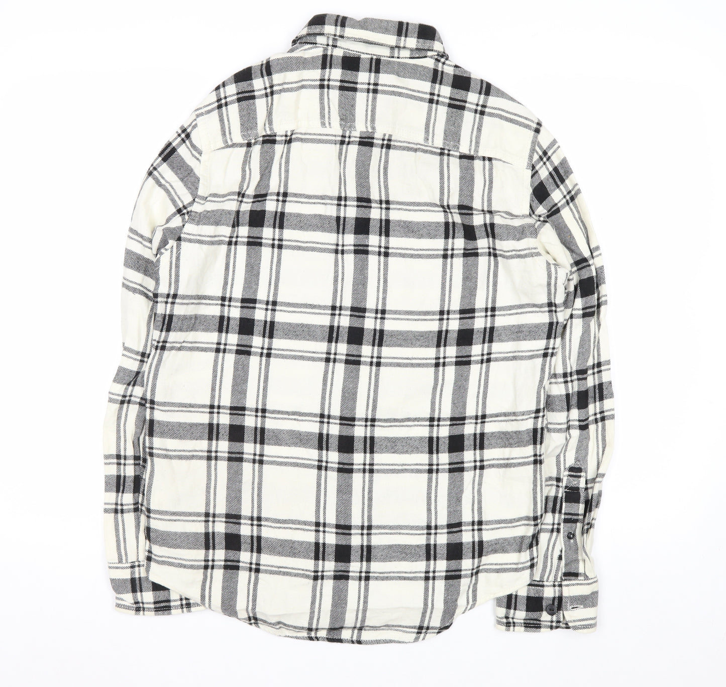 American Eagle Outfitters Men's White Check Flannel Button-Up Shirt Size S Athletic Fit