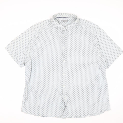 Tu Men White Geometric Short Sleeve Button-Up Shirt 2XL