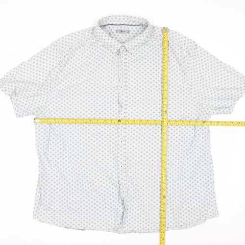 Tu Men White Geometric Short Sleeve Button-Up Shirt 2XL