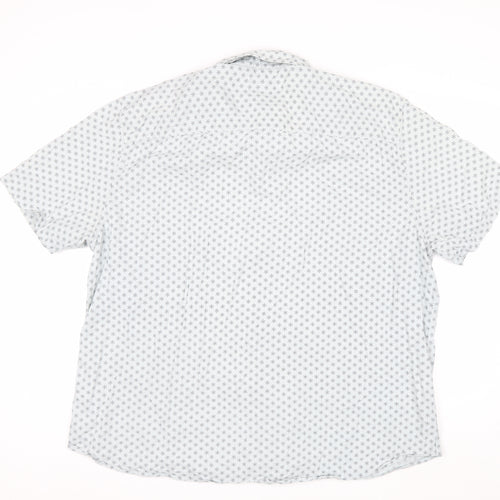 Tu Men White Geometric Short Sleeve Button-Up Shirt 2XL