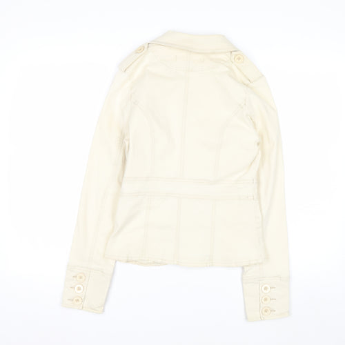 Jane Norman Women Beige Cotton Blend Button Blazer Jacket Size 12