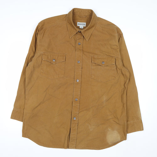 Dakota Men's Brown Cotton Workwear Shirt L Long Sleeve Button-Up