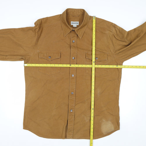 Dakota Men's Brown Cotton Workwear Shirt L Long Sleeve Button-Up