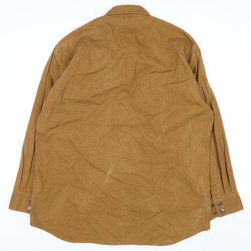 Dakota Men's Brown Cotton Workwear Shirt L Long Sleeve Button-Up