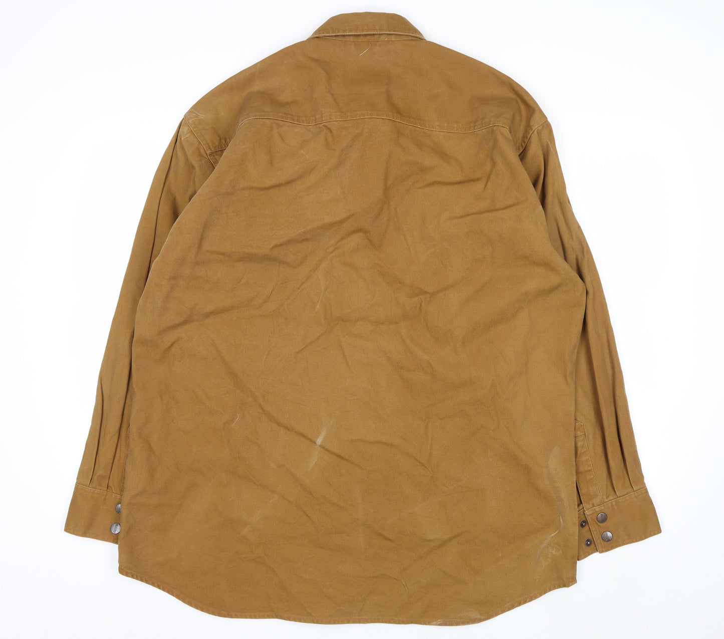 Dakota Men's Brown Cotton Workwear Shirt L Long Sleeve Button-Up