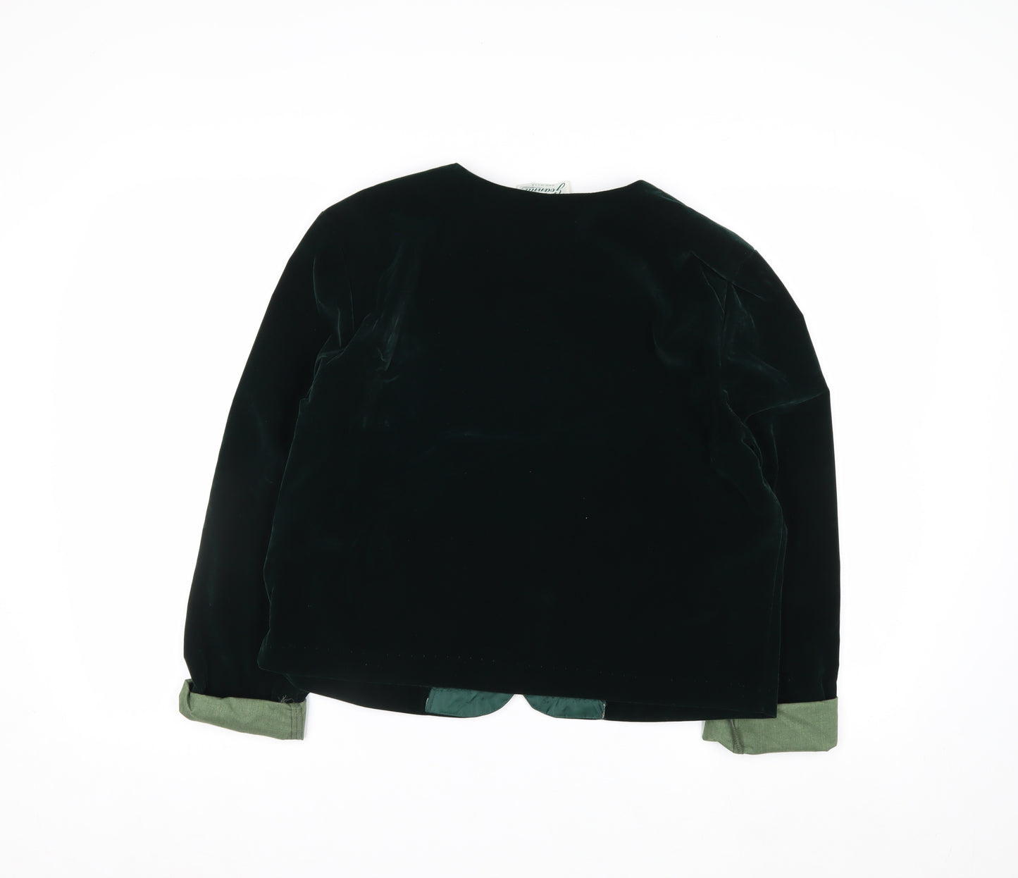 Joanna Womens Green Velvet Button Jacket Medium Classic Style