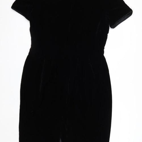Santa Fe Women’s Black Velvet Sheath Dress Size 14 Short Sleeve