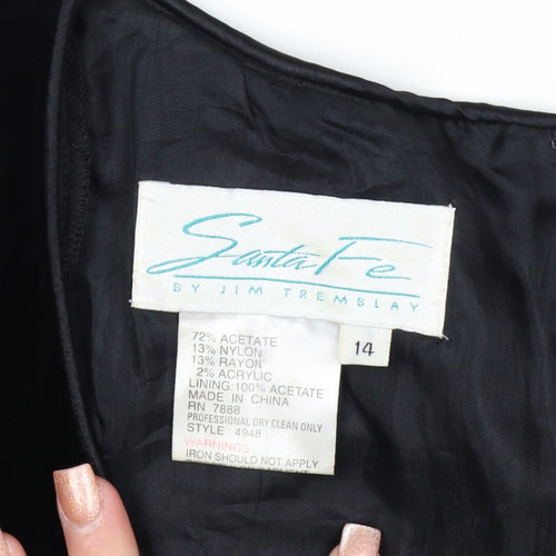 Santa Fe Women’s Black Velvet Sheath Dress Size 14 Short Sleeve