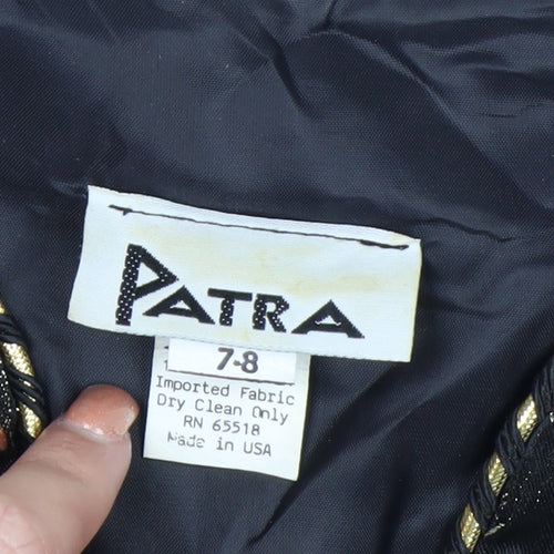 Patra Women Black Floral Brocade Long Sleeve Blazer Size 8