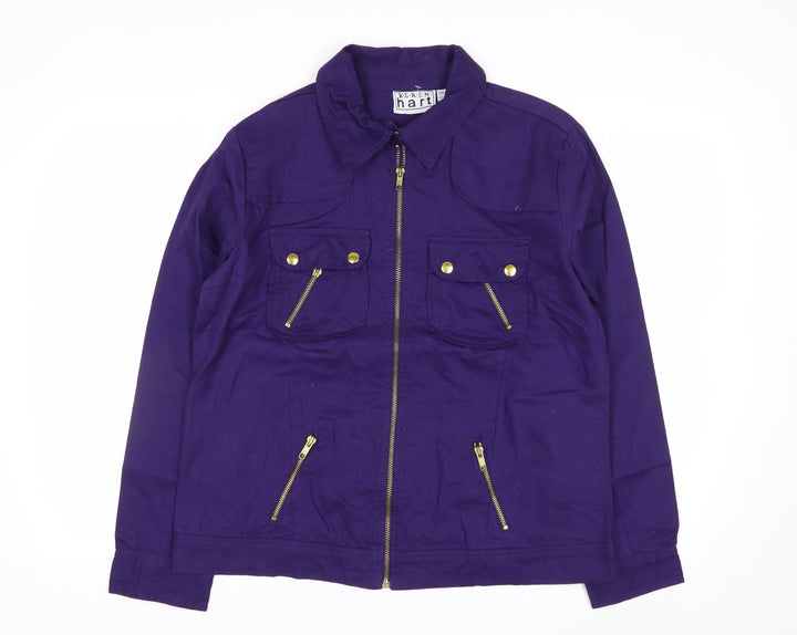 Keren Hart Women's Purple Cotton Zip-Up Jacket Size M
