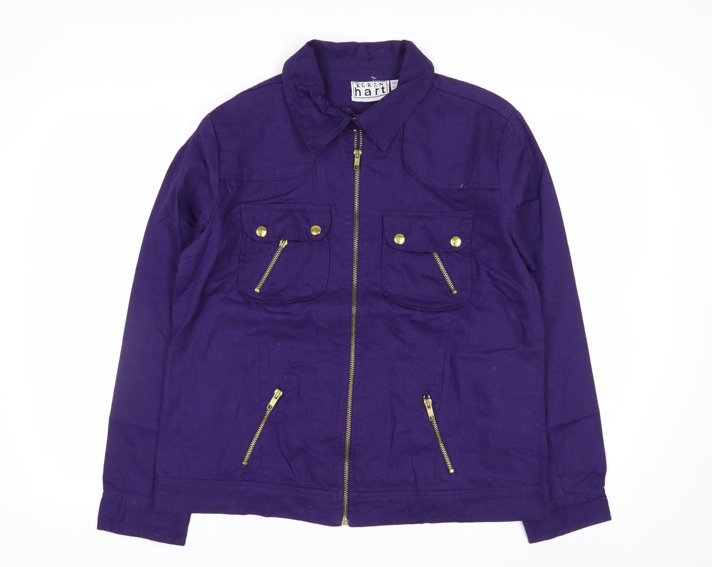 Keren Hart Women's Purple Cotton Zip-Up Jacket Size M