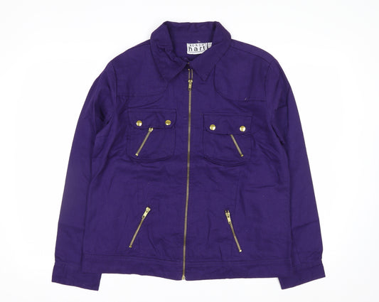 Keren Hart Women's Purple Cotton Zip-Up Jacket Size M