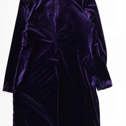 ALGO Women Purple Velvet Shift Dress Size 18 Knee Length V-Neck