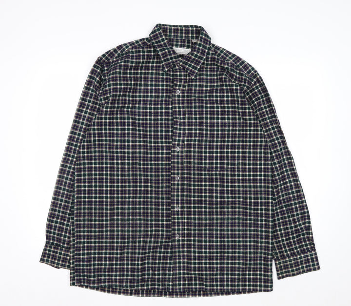 Executive Class by Evershine Men's Green Checked Flannel Shirt Size 42