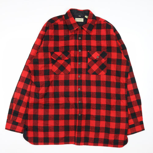 St. John’s Bay Men’s Red Black Check Flannel Shirt XL Vintage