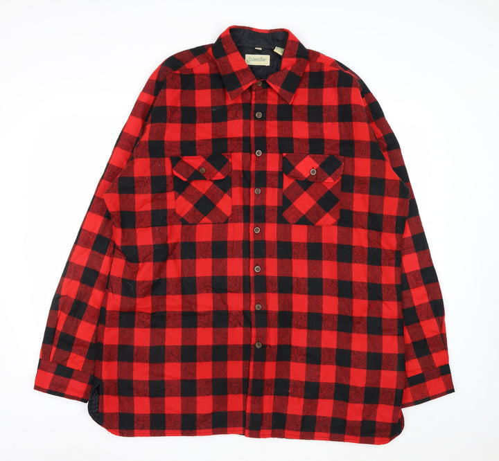 St. John’s Bay Men’s Red Black Check Flannel Shirt XL Vintage