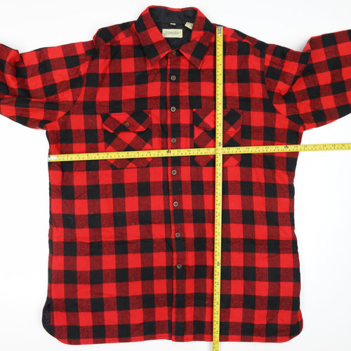 St. John’s Bay Men’s Red Black Check Flannel Shirt XL Vintage