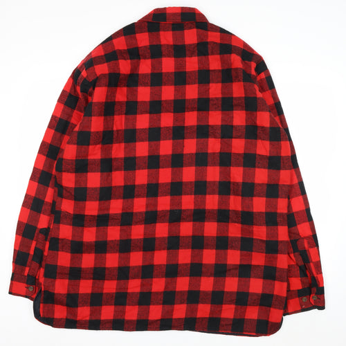 St. John’s Bay Men’s Red Black Check Flannel Shirt XL Vintage