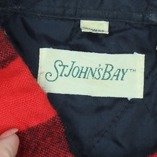 St. John’s Bay Men’s Red Black Check Flannel Shirt XL Vintage