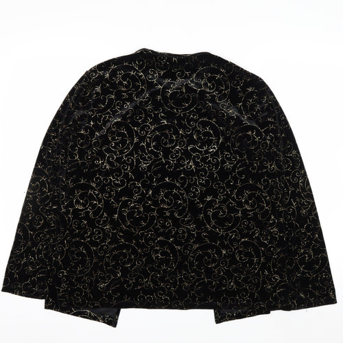 Notations Womens Black Velvet Glitter Embroidered Kimono Blouse L