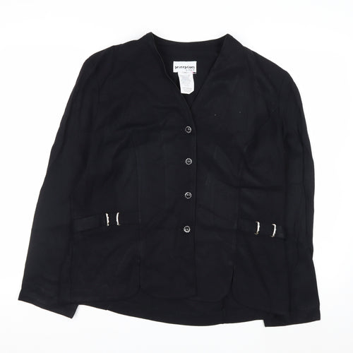 Perceptions by Irene B. Women's Black Blazer Size 12 Buttoned Waist Detail