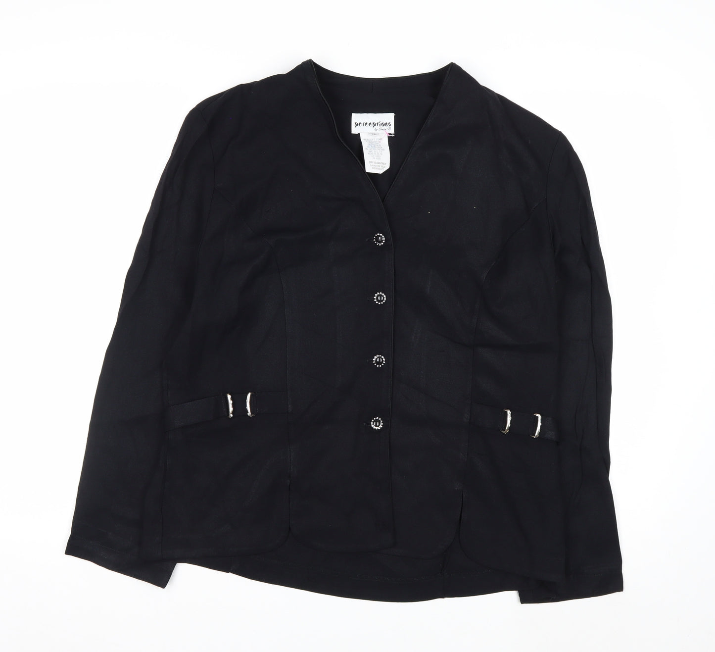 Perceptions by Irene B. Women's Black Blazer Size 12 Buttoned Waist Detail