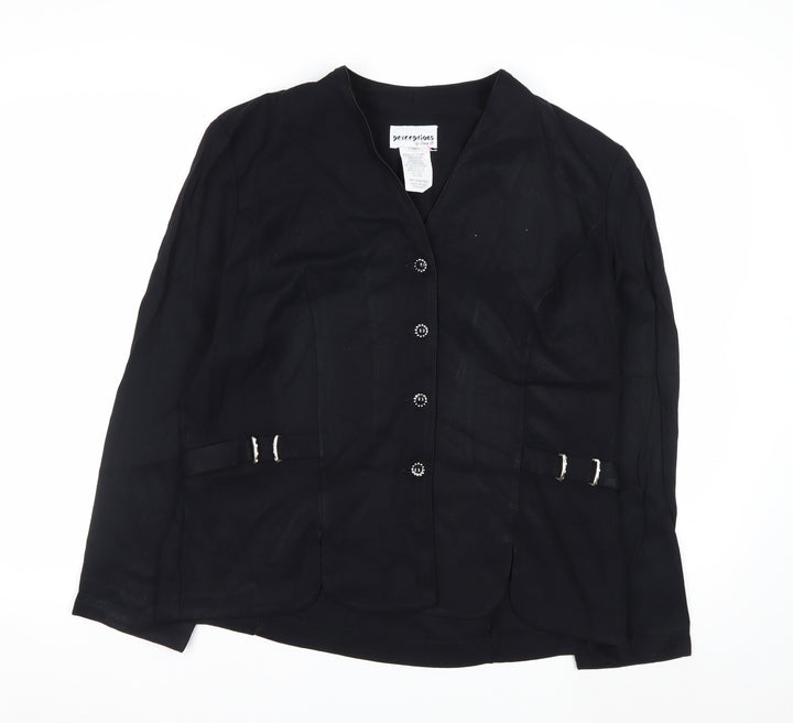 Perceptions by Irene B. Women's Black Blazer Size 12 Buttoned Waist Detail