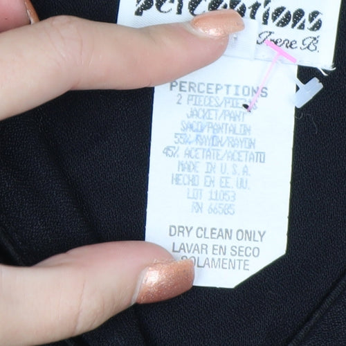 Perceptions by Irene B. Women's Black Blazer Size 12 Buttoned Waist Detail
