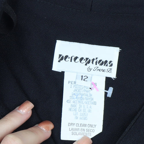 Perceptions by Irene B. Women's Black Blazer Size 12 Buttoned Waist Detail