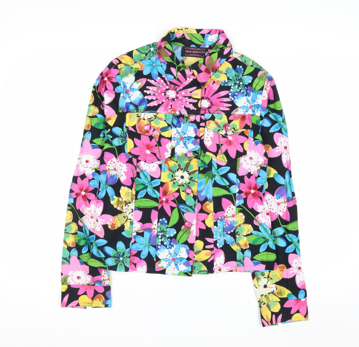 New Identity Women's Multicoloured Floral Cotton Jacket Size S