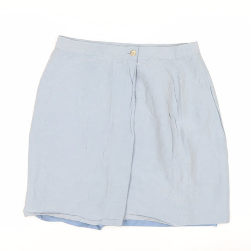 Talbots Womens Blue Silk Linen Pencil Skirt Size 14 Petite