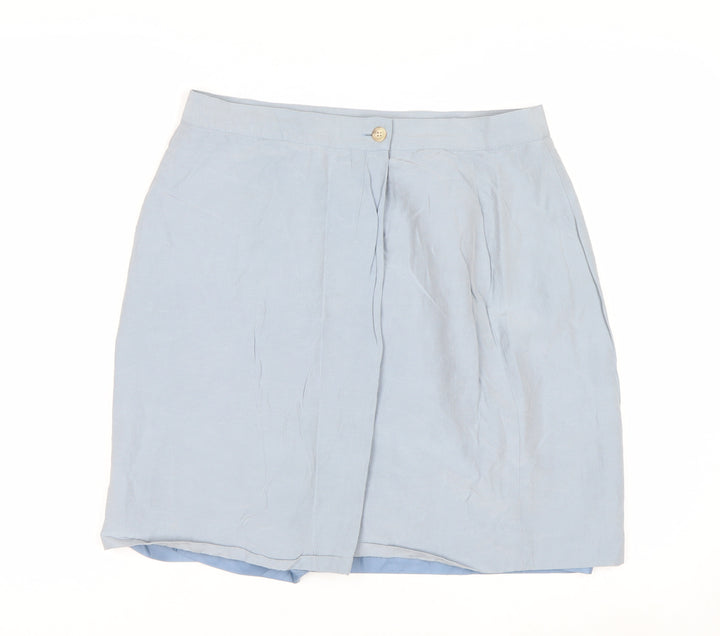Talbots Womens Blue Silk Linen Pencil Skirt Size 14 Petite