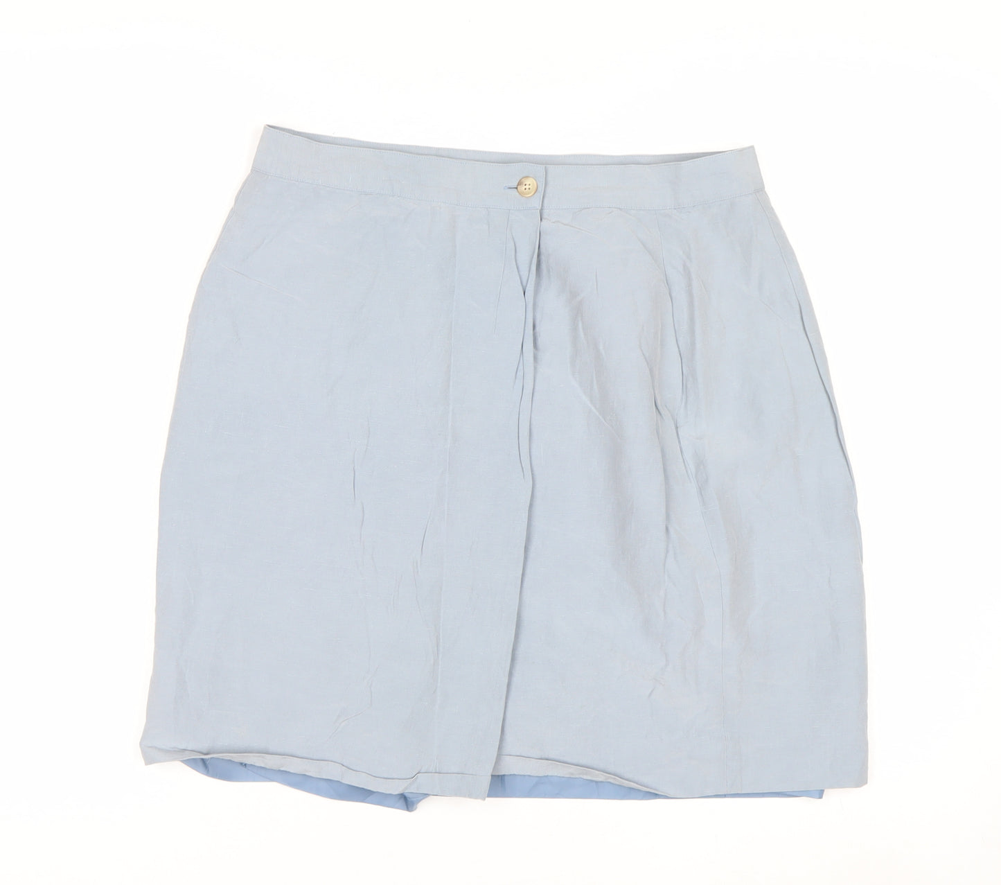 Talbots Womens Blue Silk Linen Pencil Skirt Size 14 Petite