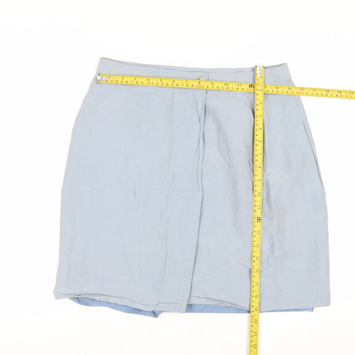 Talbots Womens Blue Silk Linen Pencil Skirt Size 14 Petite