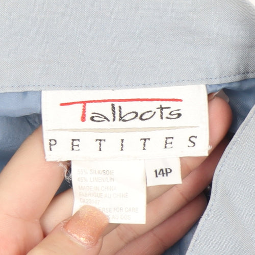 Talbots Womens Blue Silk Linen Pencil Skirt Size 14 Petite