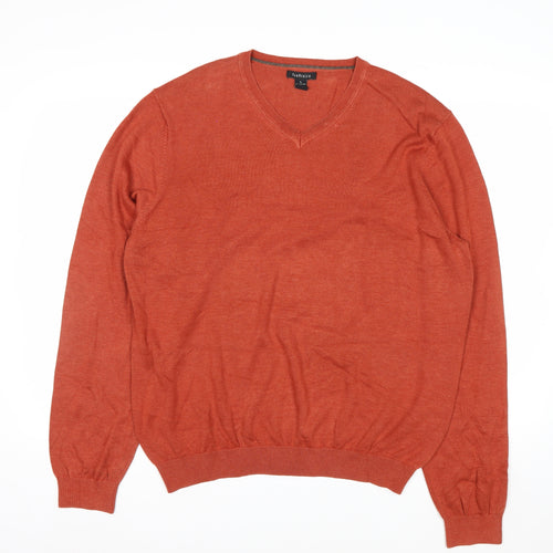 Van Heusen Men's Orange V-Neck Cotton Blend Jumper L
