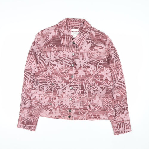 Christopher & Banks Women's Pink Floral Button Jacket Size M