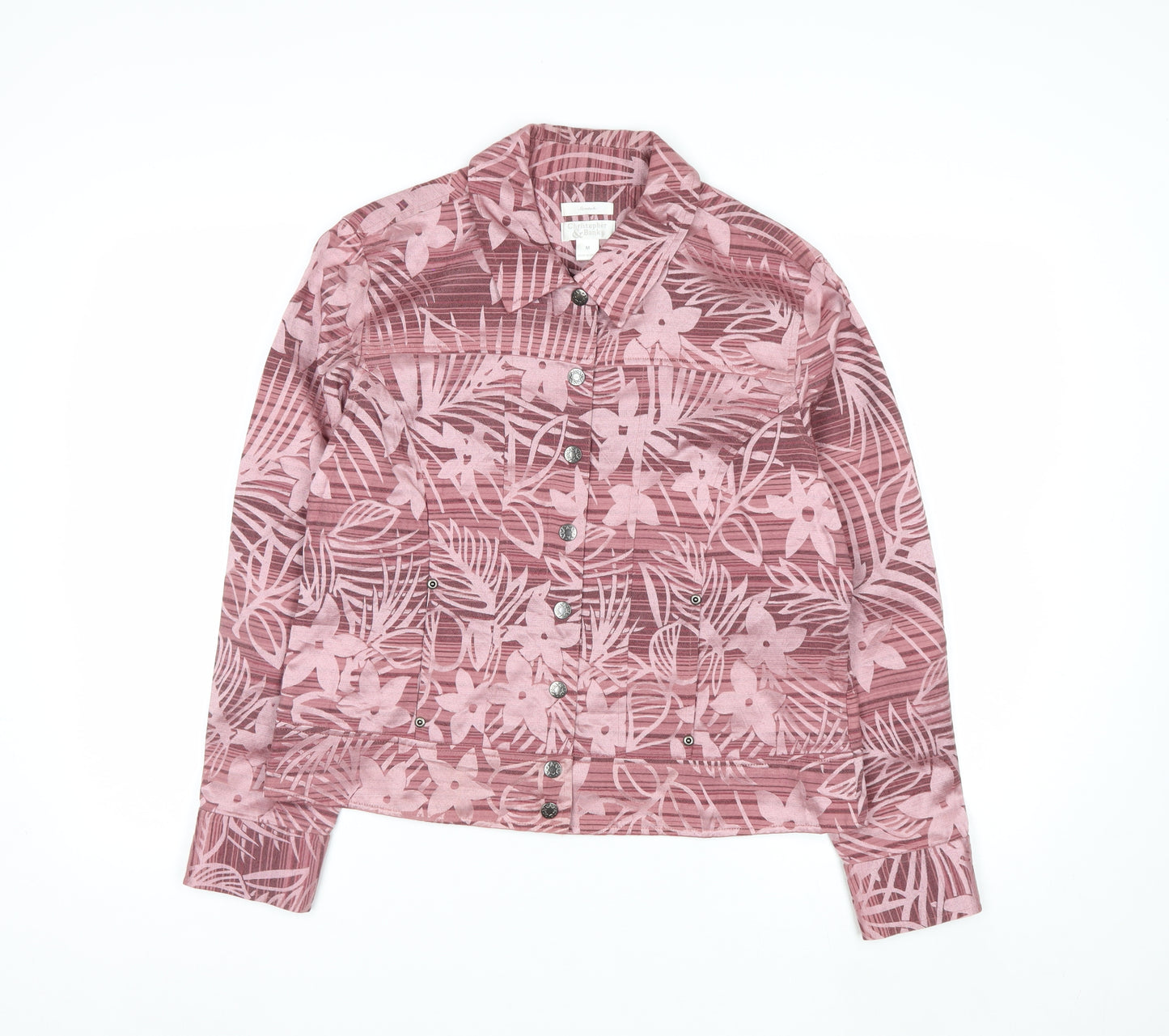Christopher & Banks Women's Pink Floral Button Jacket Size M