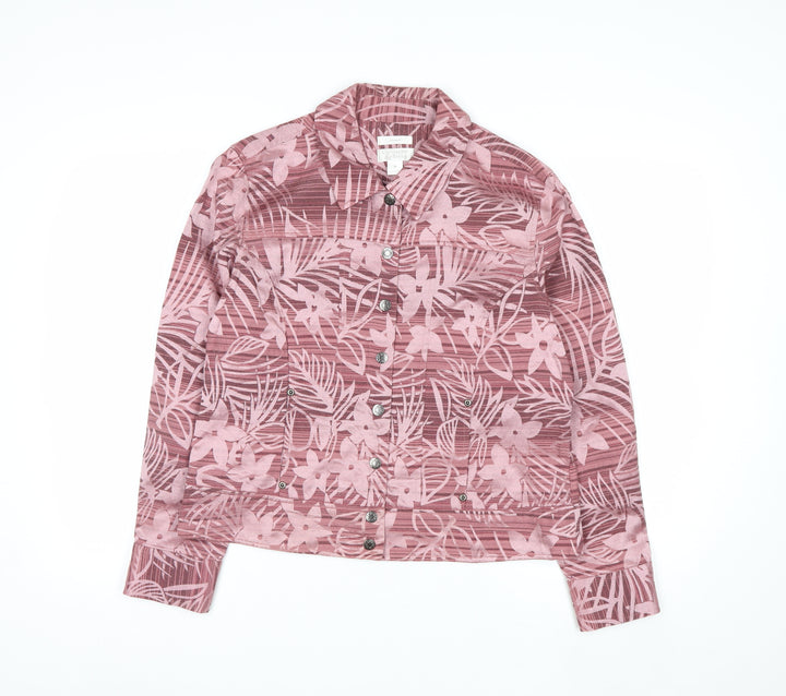 Christopher & Banks Women's Pink Floral Button Jacket Size M